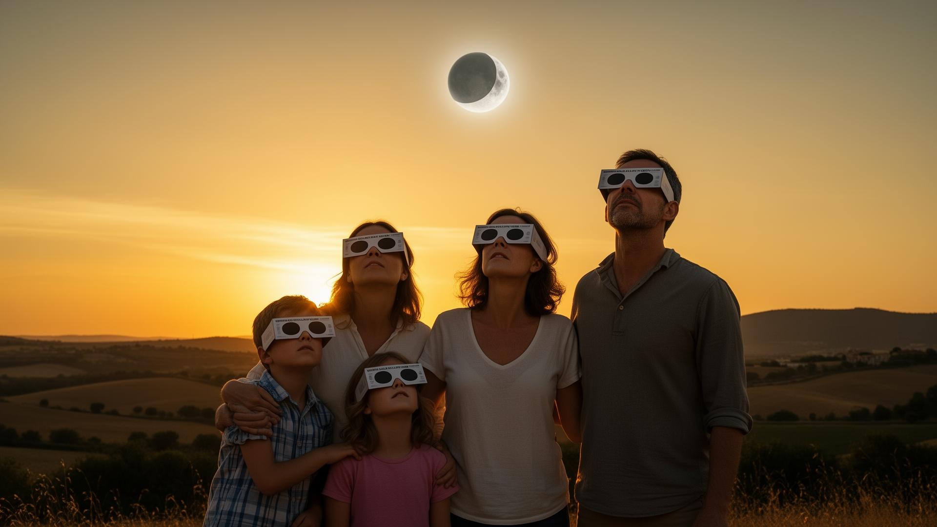 Family watching the eclipse